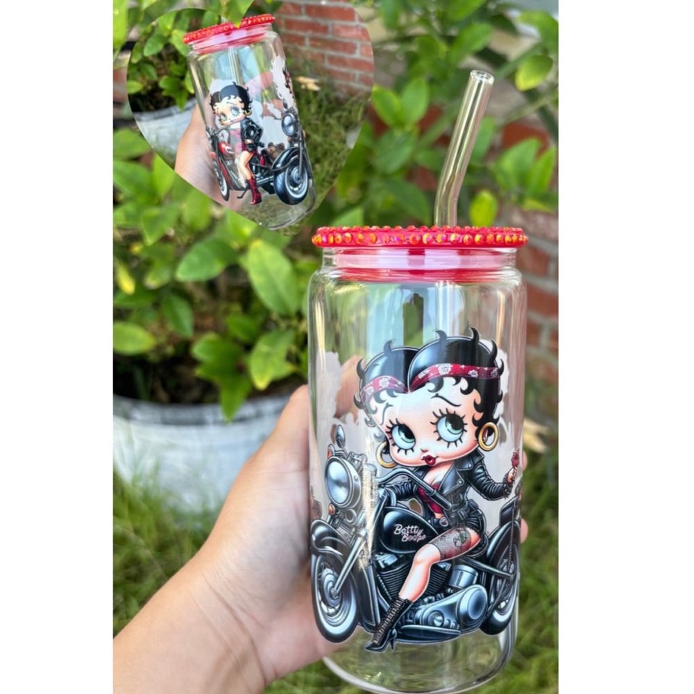 Moto Biker 16Oz Glass Cup